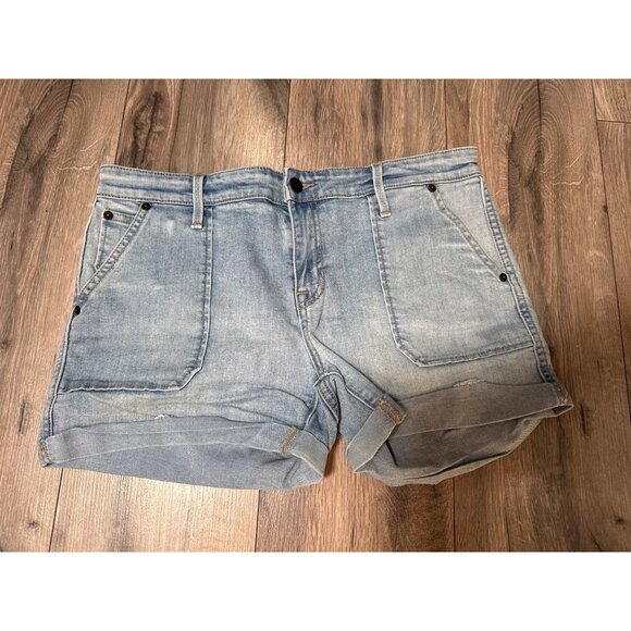 Gap Girlfriend Short Light Wash Denim Womens 10 Casual Summer Square Pocket Cuff - Picture 1 of 7